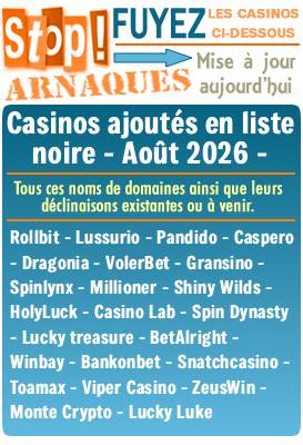 Liste noire des casinos en ligne (arnaques).