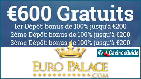 EuroPalace Casino, un Microgaming doté de 600 jeux et 600 €/$/£/C$ de bonus.