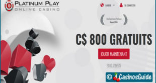 Casino Platinum Play et ses 800 €/$/£/C$ de bonus pour vos 3 premiers dépôts.