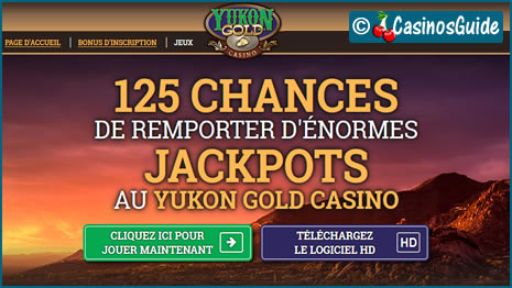 Casino Yukon Gold, untuk deposit pertama Anda sebesar € 10, menawarkan 125 putaran gratis.