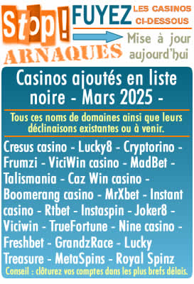 Liste noire des casinos en ligne.