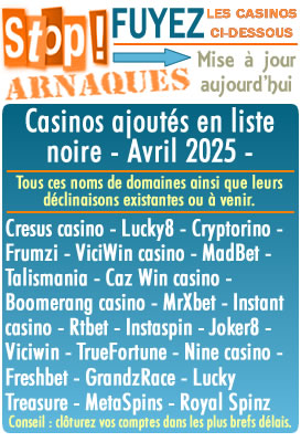 Liste noire des casinos en ligne.