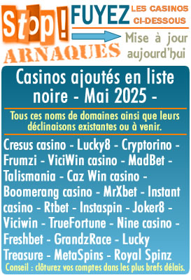 Liste noire des casinos en ligne.