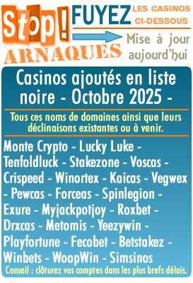 Liste noire des casinos en ligne (arnaques).